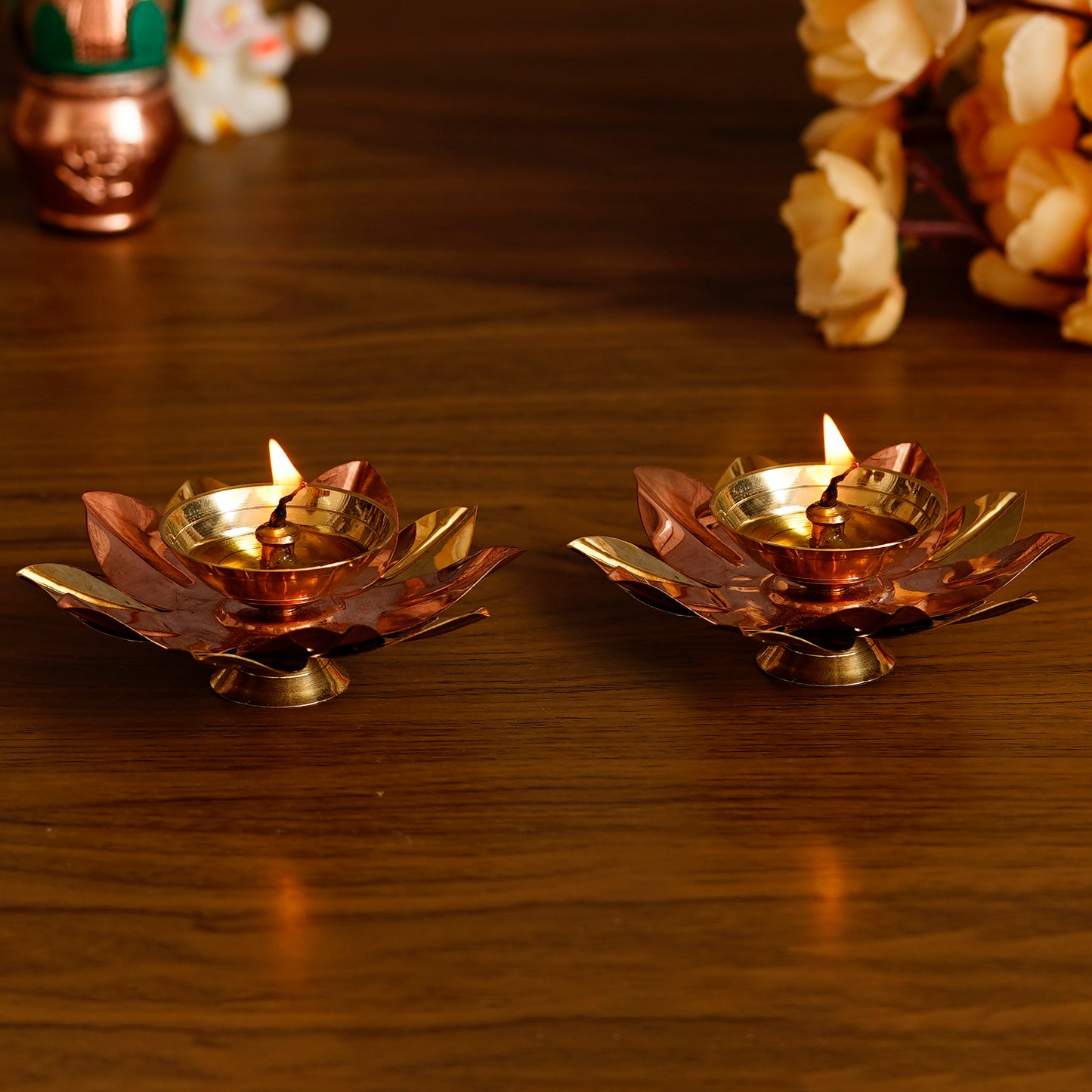 Floral Shape Metal Diya